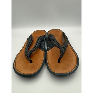 Born Leather Thong Sandals Womens 8 Navy Blue Knotted Strap Comfort Flats